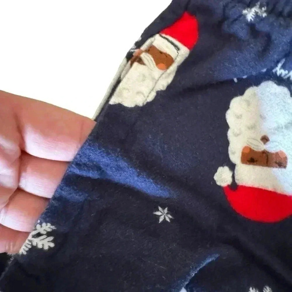 Old Navy Navy Flannel Santa Pajama Drawstring Closure Straight Leg SZ S #2184 - Picture 4 of 11
